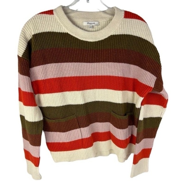 Madewell Patch Pocket Stripe Pullover Sweater M - Picture 1 of 12